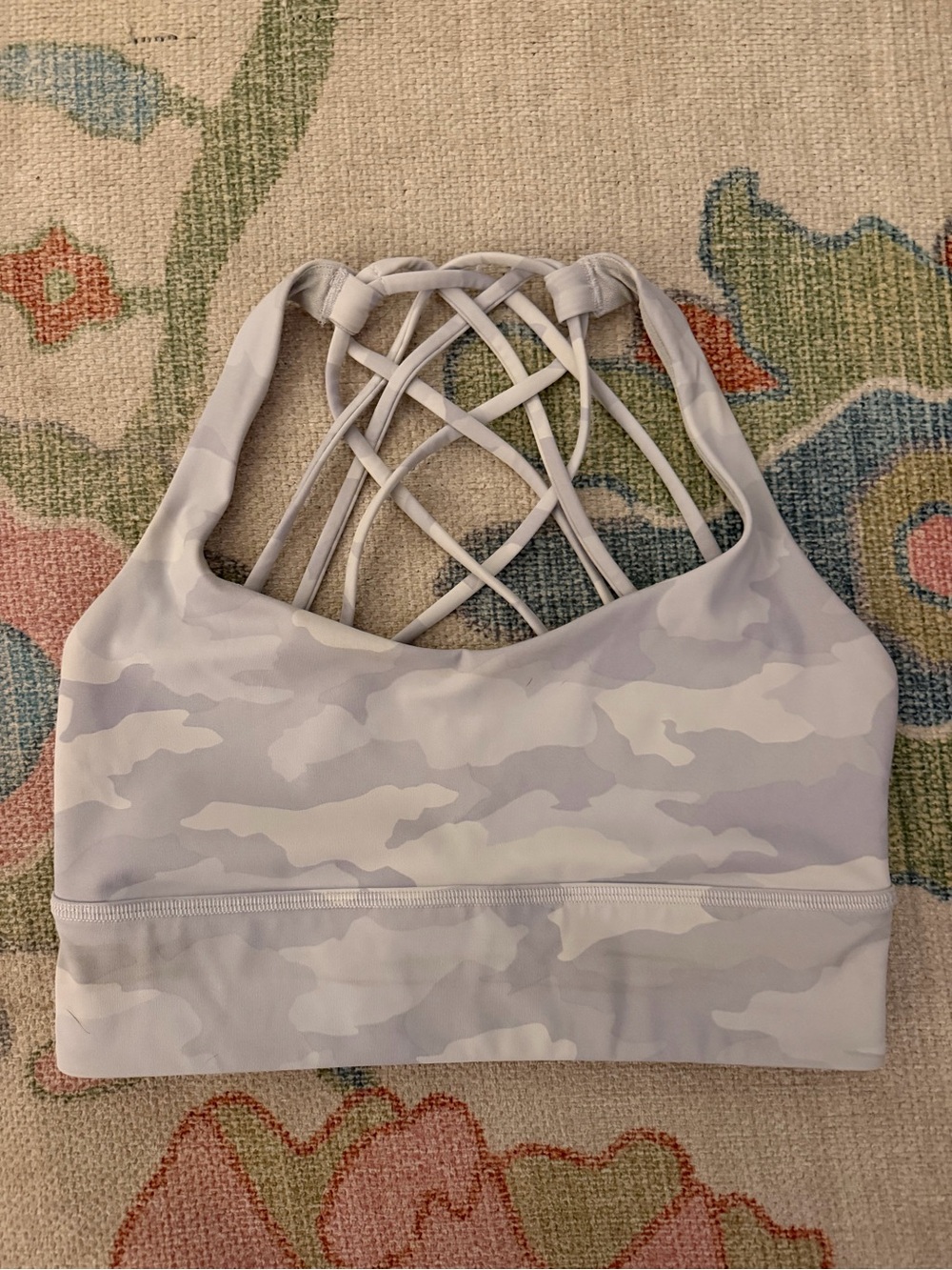 lululemon athletica Light Gray Camo Strappy Sports Bra